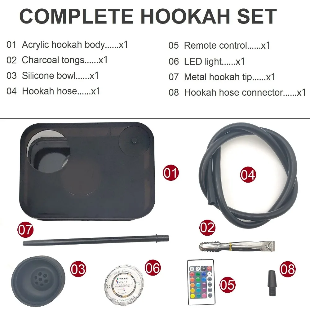 직사각형 물담배 흡연 파이프 세트 Shisha Narg - Laptop Accessories Light 리뷰 및 가격